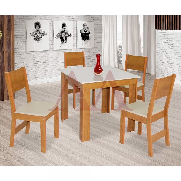 CJ MESA 4C SAO CARLOS MILENA QUADRADA 80x80 FREIJO / OFF WHITE CJ MESA 4C SAO CARLOS MILENA QUADRADA 80x80 FREIJO / OFF WHITE