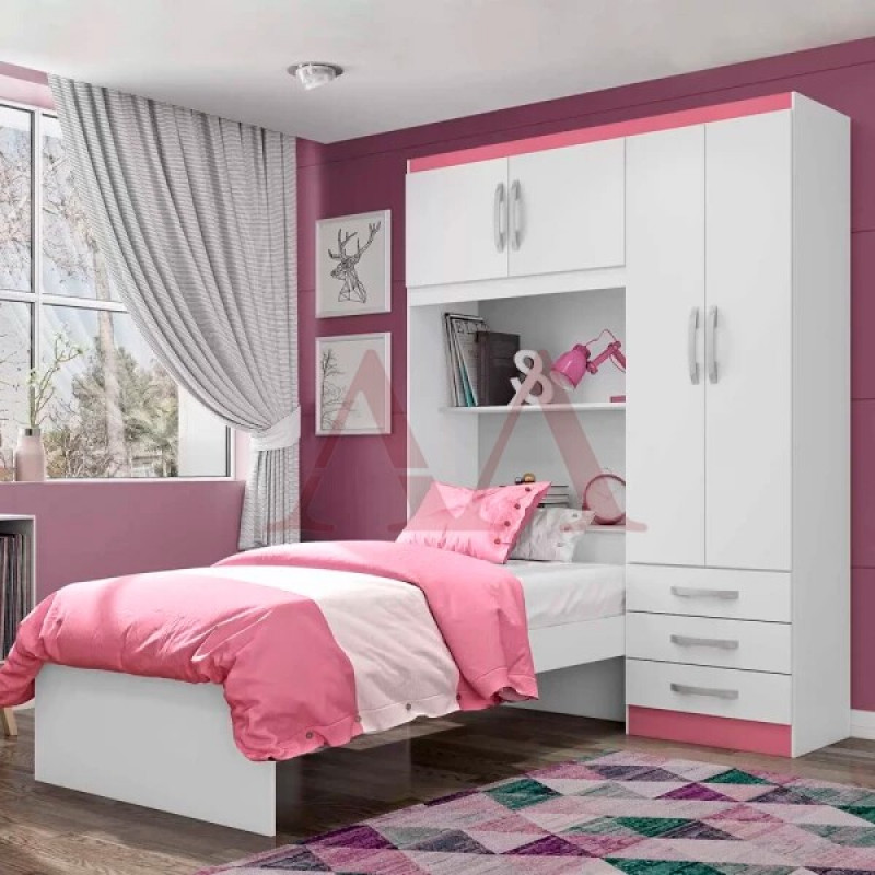 ROUPEIRO 4P. ABRIR 3G C/ CAMA MX LISBOA BRANCO / PINK ROUPEIRO 4P. ABRIR 3G C/ CAMA MX LISBOA BRANCO / PINK