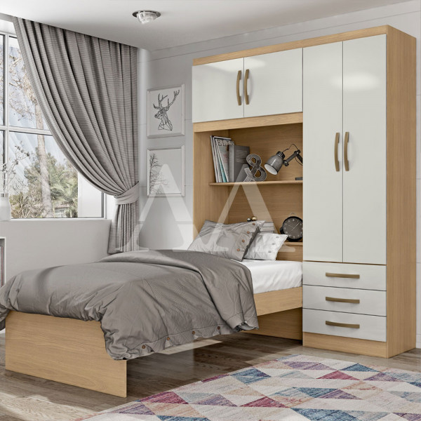 ROUPEIRO 4P. ABRIR 3G C/ CAMA MX LISBOA CASTANHO/OFF WHITE ROUPEIRO 4P. ABRIR 3G C/ CAMA MX LISBOA CASTANHO/OFF WHITE