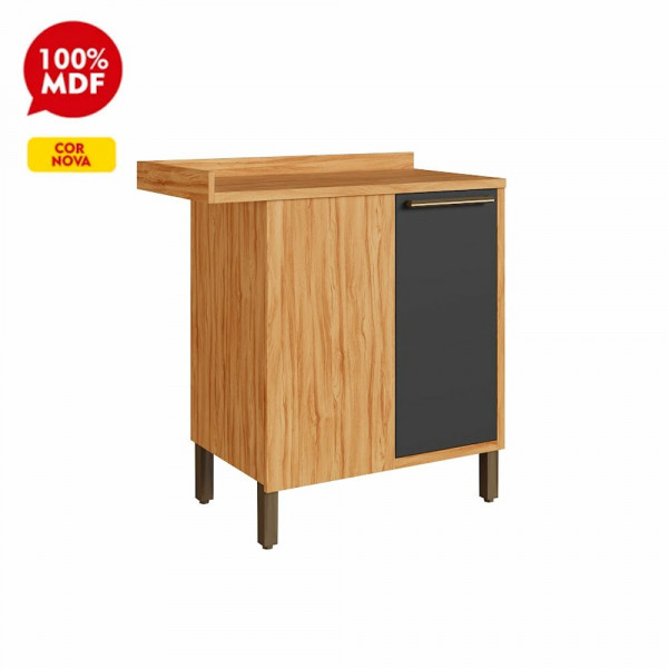 BALCAO RONIPA CANTO 1P ABRIR SYRAH 80CM AMENDOA/CHUMBO