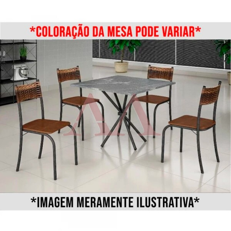 CJ MESA 4C MOVEIS TEIXEIRA ATLANTA QUADRADA 70X70 MARROM C/ RATAN CARVALHO CJ MESA 4C MOVEIS TEIXEIRA ATLANTA QUADRADA 70X70 MARROM C/ RATAN CARVALHO