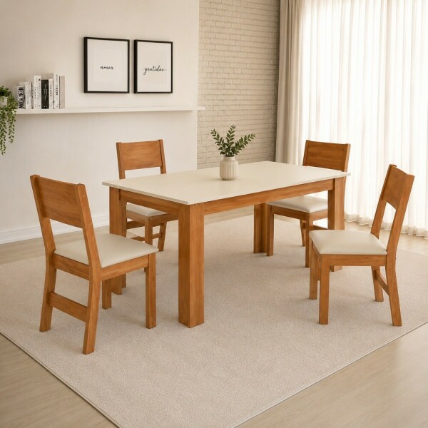 CJ MESA 4C SAO CARLOS MILENA RETANGULAR 108X68 CINAMOMO/OFF WHITE