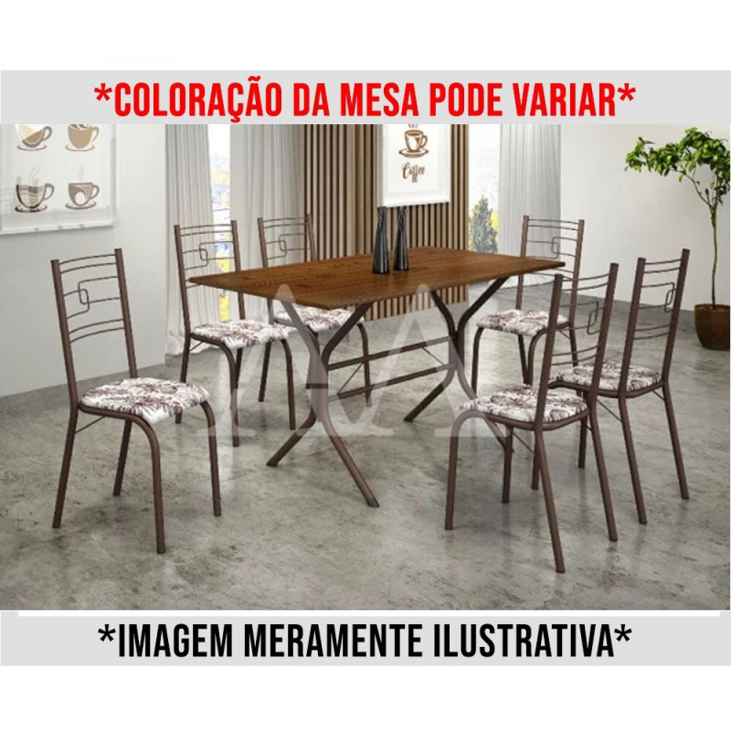 CJ MESA 6C MOVEIS TEIXEIRA PARATY RETANGULAR 140X75 BRANCO MARROM / MARROM CJ MESA 6C MOVEIS TEIXEIRA PARATY RETANGULAR 140X75 BRANCO MARROM / MARROM