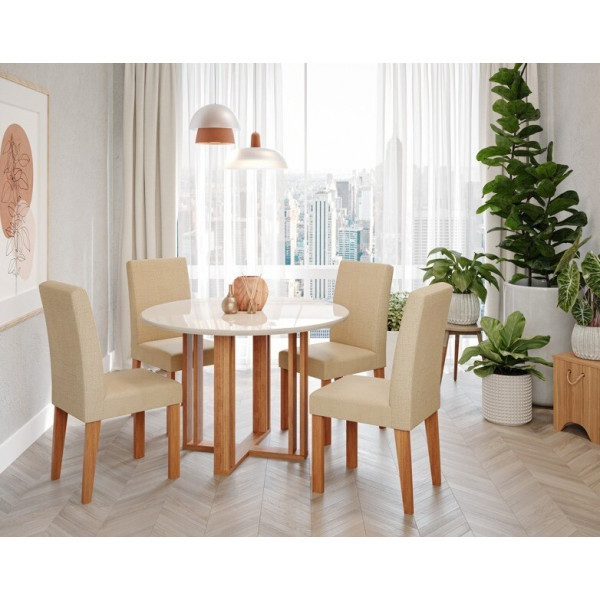 CJ MESA 4C CIMOL FLORA REDONDA 109X109 C/VDO CAD. MAIA CINAMOMO/OFF WHITE/GENGIBRE CJ MESA 4C CIMOL FLORA REDONDA 109X109 C/VDO CAD. MAIA CINAMOMO/OFF WHITE/GENGIBRE