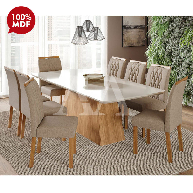 CJ MESA 8C CIMOL HELENA RETANGULAR 210X100 NATURE/OFF WHITE/LINHO BEGE CJ MESA 8C CIMOL HELENA RETANGULAR 210X100 NATURE/OFF WHITE/LINHO BEGE