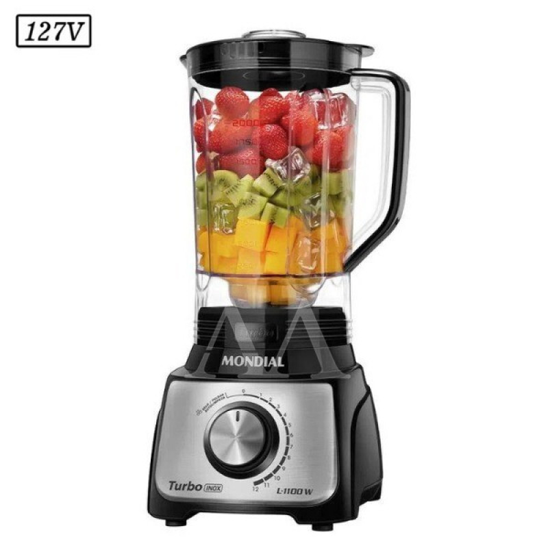 LIQUIDIFICADOR MONDIAL L-1100 BI 12 VEL 127V PRETO/INOX LIQUIDIFICADOR MONDIAL L-1100 BI 12 VEL 127V PRETO/INOX