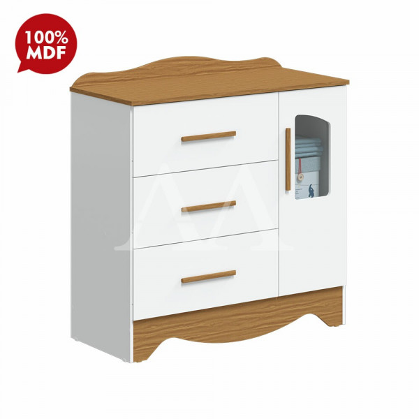 COMODA 3G 1P. ABRIR PEROBA LISI PLUS BRANCO BRILHO/AMENDOA COMODA 3G 1P. ABRIR PEROBA LISI PLUS BRANCO BRILHO/AMENDOA