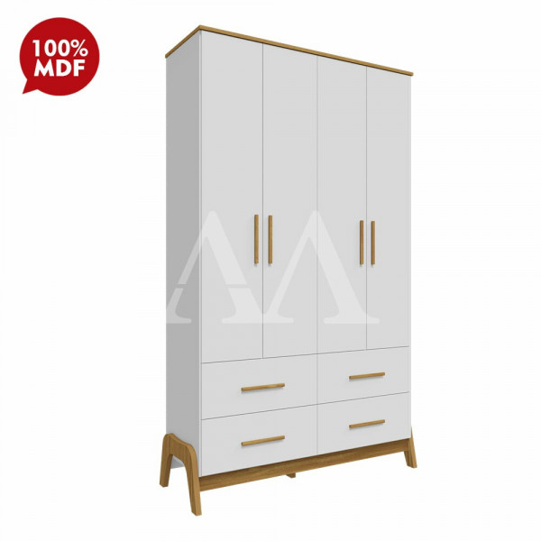 ROUPEIRO 4P. ABRIR 4G PEROBA GUTI RETRO BRANCO BRILHO/AMENDOA ROUPEIRO 4P. ABRIR 4G PEROBA GUTI RETRO BRANCO BRILHO/AMENDOA