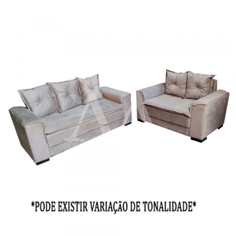 CJ ESTOFADO BOMFLEX 2/3 LUGARES HAITI AREIA ASTECA VELUDO INCA 03