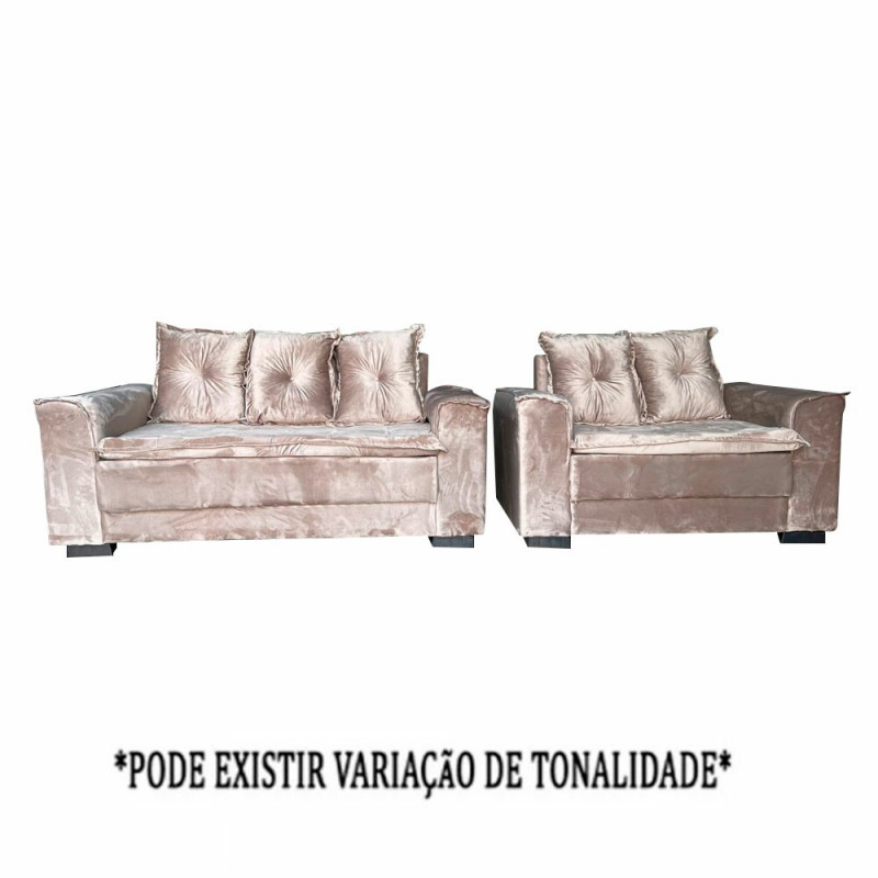 CJ ESTOFADO BOMFLEX 2/3 LUGARES HAITI BEGE VELUDO ASTECA 04