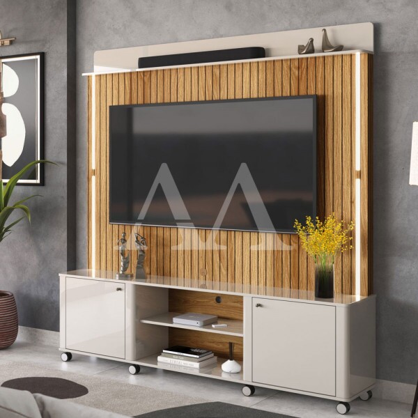HOME LUKALIAM FLORENCA RIPADO 3D OFF WHITE PEROLIZADO/FREIJO HOME LUKALIAM FLORENCA RIPADO 3D OFF WHITE PEROLIZADO/FREIJO