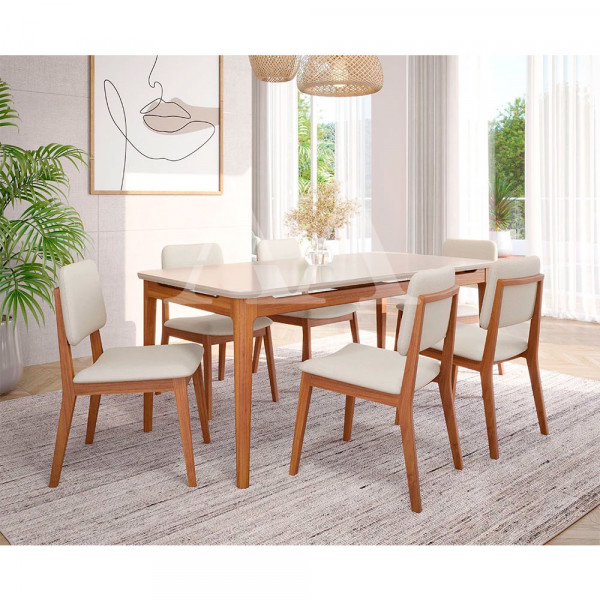 CJ MESA 6C CIMOL BAOBA RETANGULAR 180x90 AMARILIS MADEIRA/OFFWHITE/LINHO CRU CJ MESA 6C CIMOL BAOBA RETANGULAR 180x90 AMARILIS MADEIRA/OFFWHITE/LINHO CRU