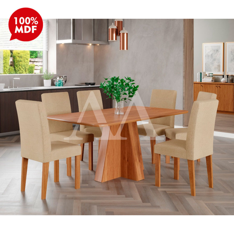 CJ MESA 6C CIMOL MAITE S/VIDRO RETANGULAR 160X80 CINAMOMO/GENGIBRE CJ MESA 6C CIMOL MAITE S/VIDRO RETANGULAR 160X80 CINAMOMO/GENGIBRE