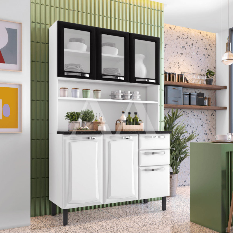 KIT 6P 2G ITATIAIA PRATIKA 120CM BRANCO/PRETO 1819 KIT 6P 2G ITATIAIA PRATIKA 120CM BRANCO/PRETO 1819