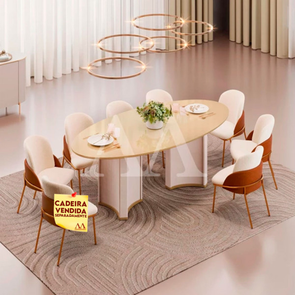 MESA DJ LIZ 218X108 TAMPO ORGANICO C/VIDRO OFF WHITE/DOURADO MESA DJ LIZ 218X108 TAMPO ORGANICO C/VIDRO OFF WHITE/DOURADO