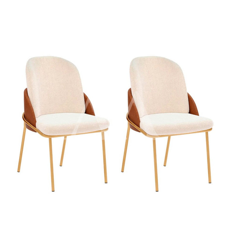 CJ 6 CADEIRAS DJ VITTA TEC/ BOUCLE PEROLA/TERRACOTA