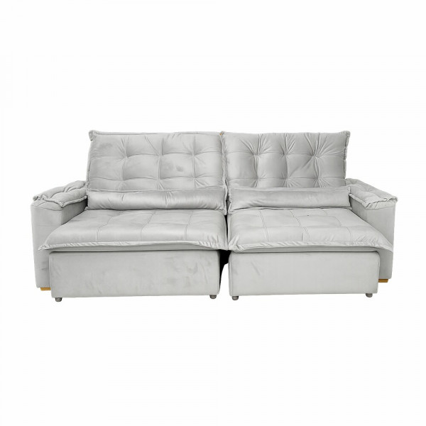 ESTOFADO BOMFLEX GRECIA RETRATIL CINZA CLARO VELUDO ESTOFADO BOMFLEX GRECIA RETRATIL CINZA CLARO VELUDO