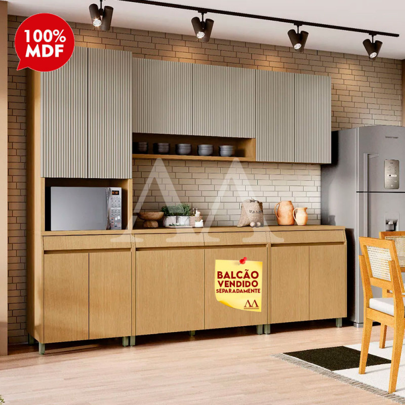 COZINHA NESHER SIMONE MENDES COMPACTA CARVALHO/GREIGE 500986 COZINHA NESHER SIMONE MENDES COMPACTA CARVALHO/GREIGE 500986