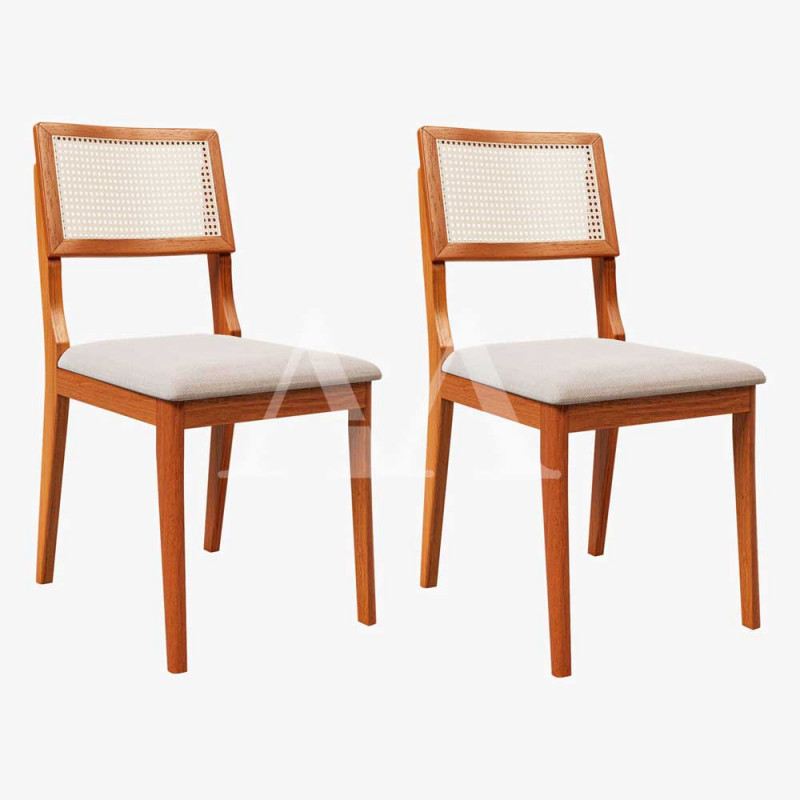 CJ 02 CADEIRAS AGN LETICIA TELA MADEIRA/LINHO