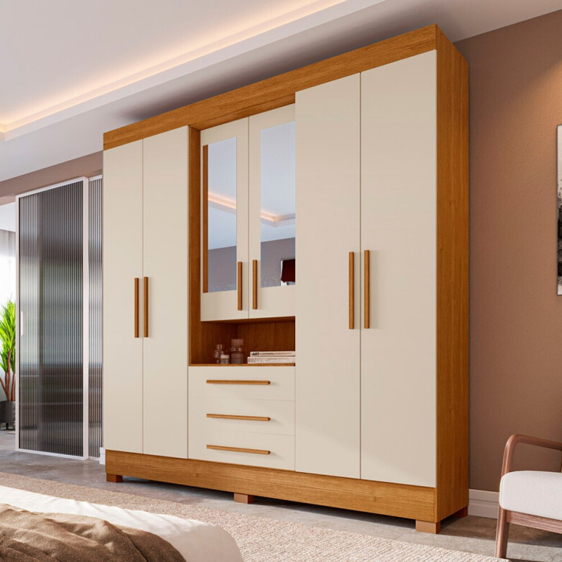 ROUPEIRO 6P ABRIR 3G ACP DEBORA CAPELINHA C/ESPELHO CINAMOMO/OFF WHITE ROUPEIRO 6P ABRIR 3G ACP DEBORA CAPELINHA C/ESPELHO CINAMOMO/OFF WHITE