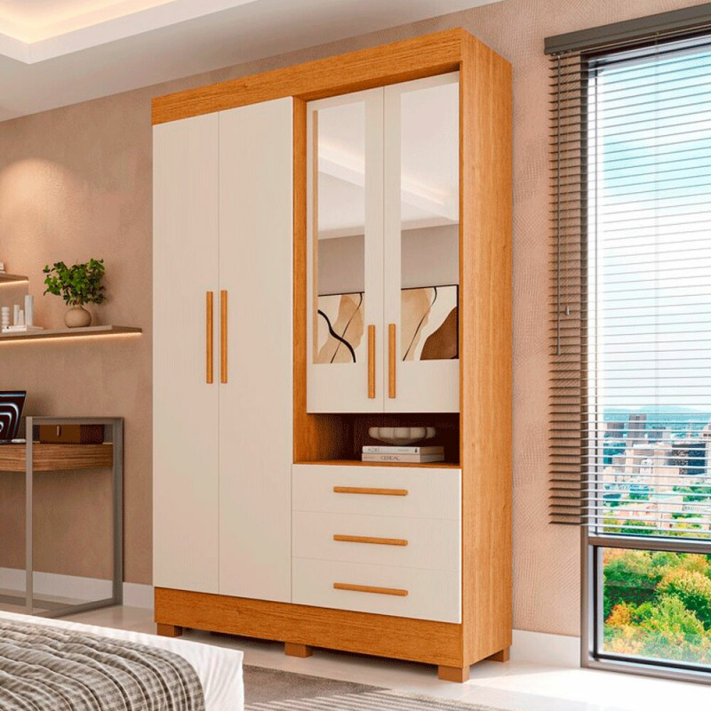 ROUPEIRO 4P ABRIR 3G ACP DEBORA CAPELINHA C/ESPELHO CINAMOMO/OFF WHITE ROUPEIRO 4P ABRIR 3G ACP DEBORA CAPELINHA C/ESPELHO CINAMOMO/OFF WHITE