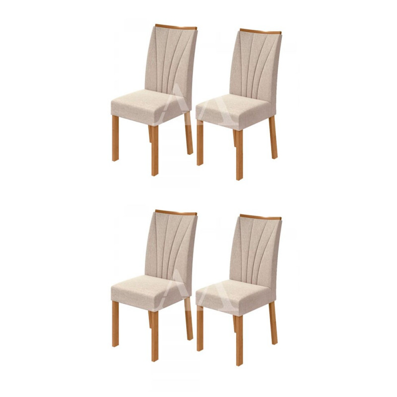 CJ 04 CADEIRAS LOPAS APOGEU TEC/ VELUDO NATURALLE CREME AMENDOA CLEAN