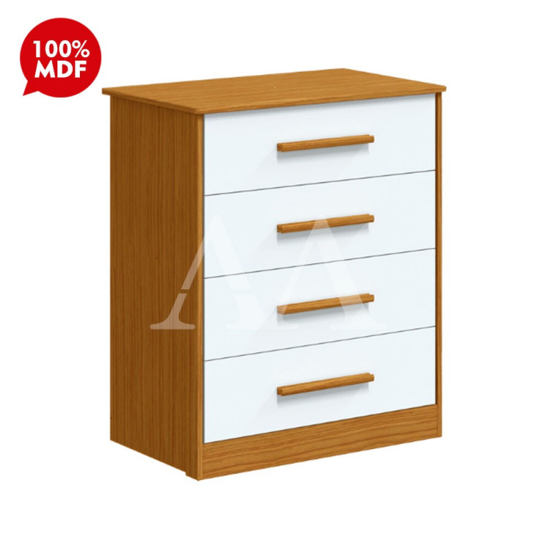 GAVETEIRO 4G PEROBA CHARLO BRANCO BRILHO/AMENDOA