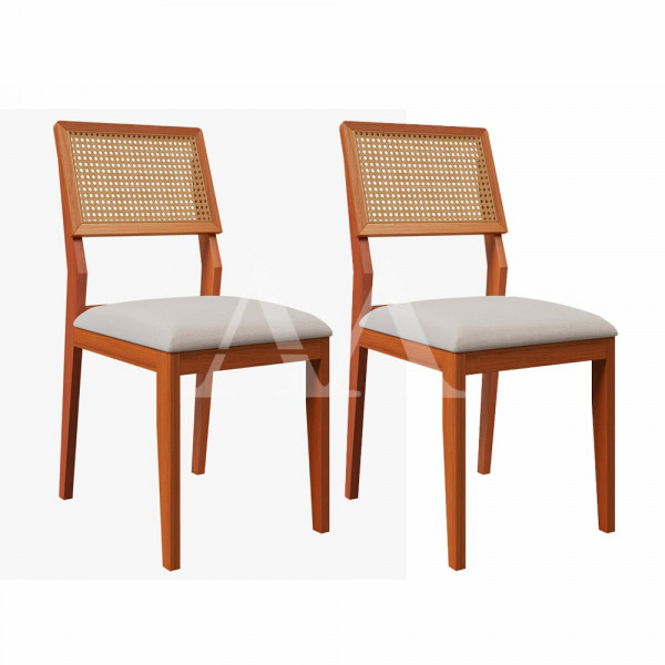 CJ 02 CADEIRAS AGN LARISSA TELA MADEIRA/LINHO
