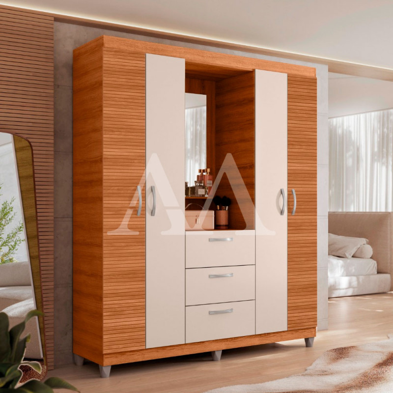 ROUPEIRO 4P ABRIR 3G CAEMMUN CLAPTON 1.5 C/ ESPELHO FREIJO RIPADO/OFF WHITE ROUPEIRO 4P ABRIR 3G CAEMMUN CLAPTON 1.5 C/ ESPELHO FREIJO RIPADO/OFF WHITE