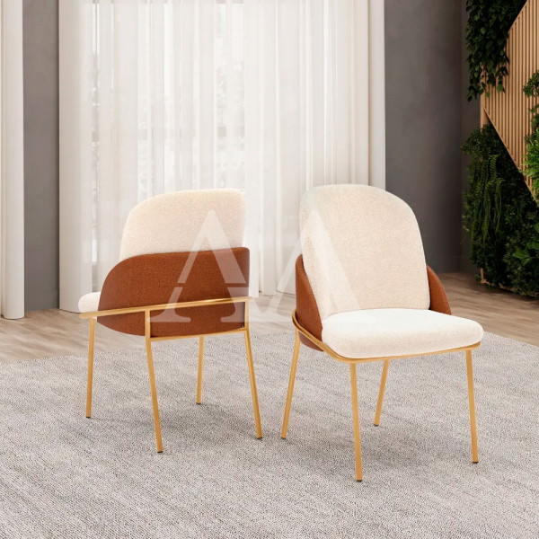 CJ 4 CADEIRAS DJ VITTA TEC/ BOUCLE PEROLA/TERRACOTA