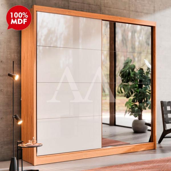 ROUPEIRO 2P CORRER 4G ROBEL STUDIO C/ ESPELHO FREIJO / OFF WHITE ROUPEIRO 2P CORRER 4G ROBEL STUDIO C/ ESPELHO FREIJO / OFF WHITE