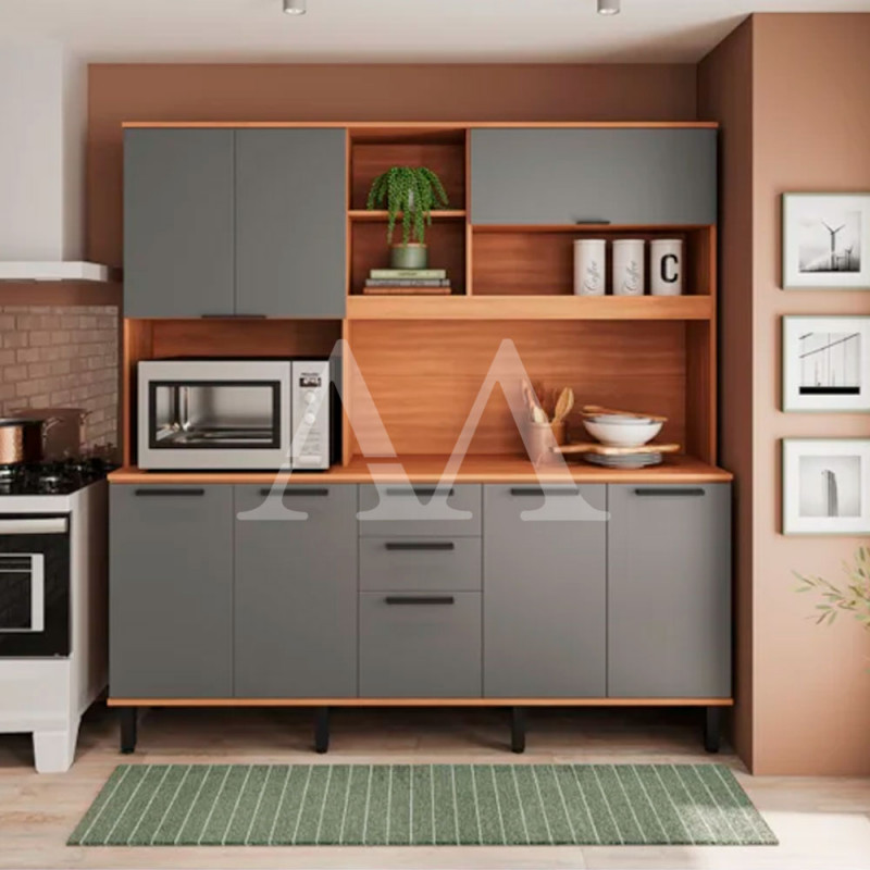 KIT TELASUL 8P C/ NICHO CASTANHA FREIJO / CINZA KIT TELASUL 8P C/ NICHO CASTANHA FREIJO / CINZA