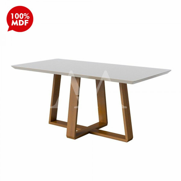 MESA IMCAL WOOD 1.8 C/ VIDRO RETANGULAR OFF WHITE/NATURE MESA IMCAL WOOD 1.8 C/ VIDRO RETANGULAR OFF WHITE/NATURE