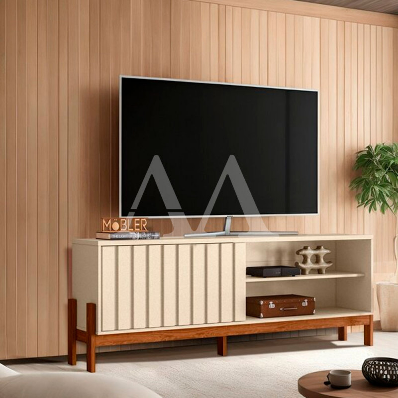 RACK BANCADA MOBLER NEW AURORA PEROLA METALIZADO/CINAMOMO MEL