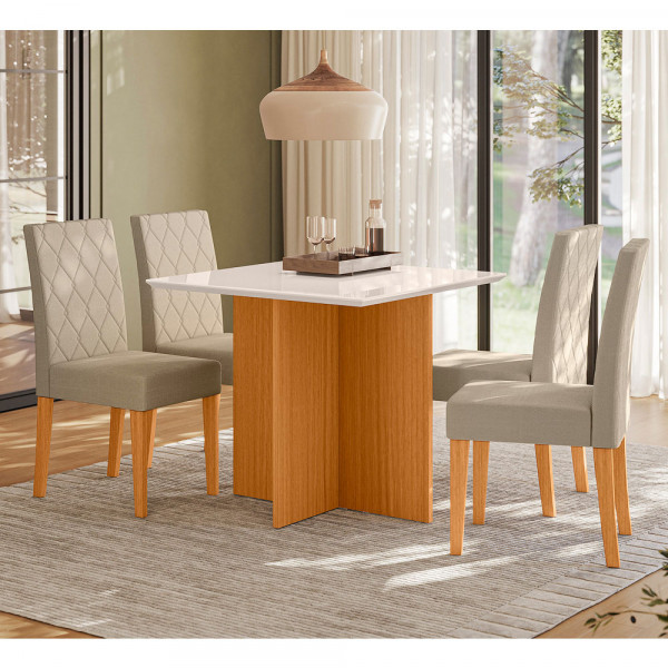 CJ MESA 4C POLIMAN HELO QUADRADA 90X90 C/VIDRO CAD JADE FREIJO/OFF WHITE CJ MESA 4C POLIMAN HELO QUADRADA 90X90 C/VIDRO CAD JADE FREIJO/OFF WHITE