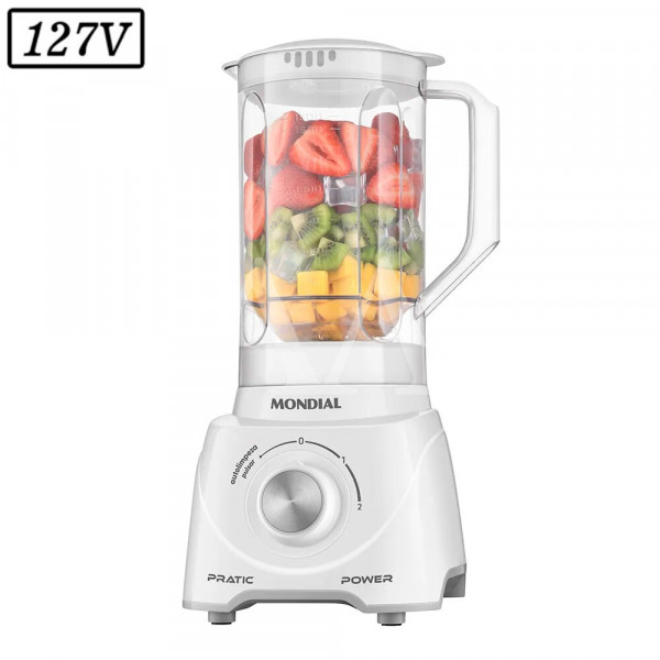 LIQUIDIFICADOR MONDIAL PRATIC POWER L-97-W 2 VEL 127V BRANCO