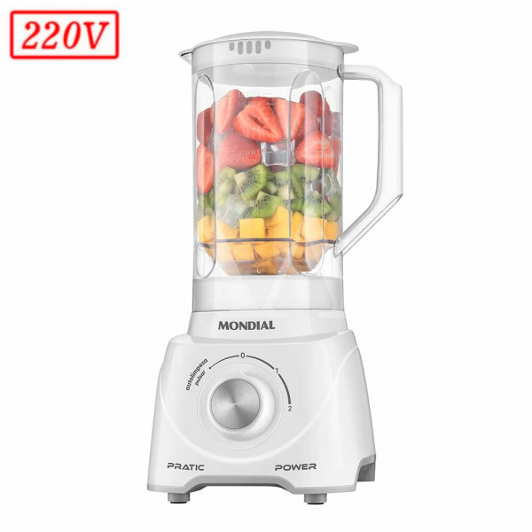 LIQUIDIFICADOR MONDIAL PRATIC POWER L-97-W 2 VEL 220V BRANCO