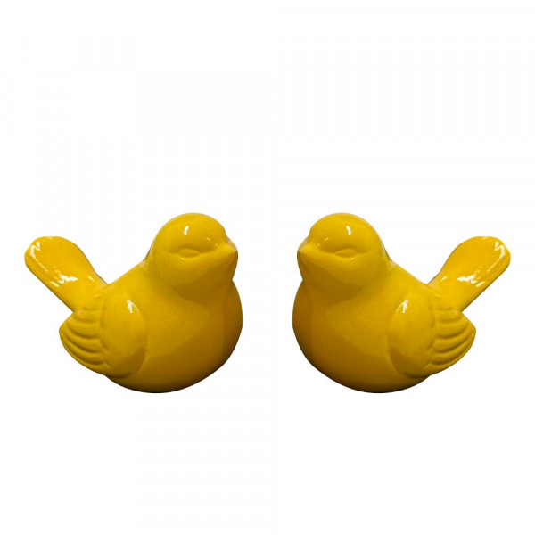 DUPLA DE PASSAROS CERAMICA AMARELO DUPLA DE PASSAROS CERAMICA AMARELO