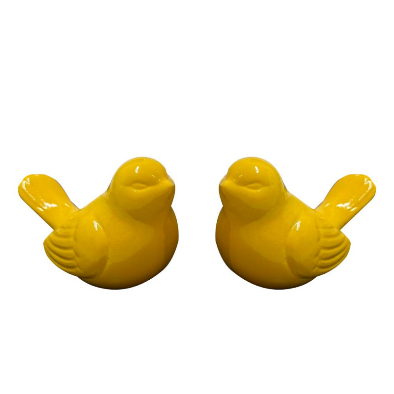 DUPLA DE PASSAROS CERAMICA AMARELO DUPLA DE PASSAROS CERAMICA AMARELO