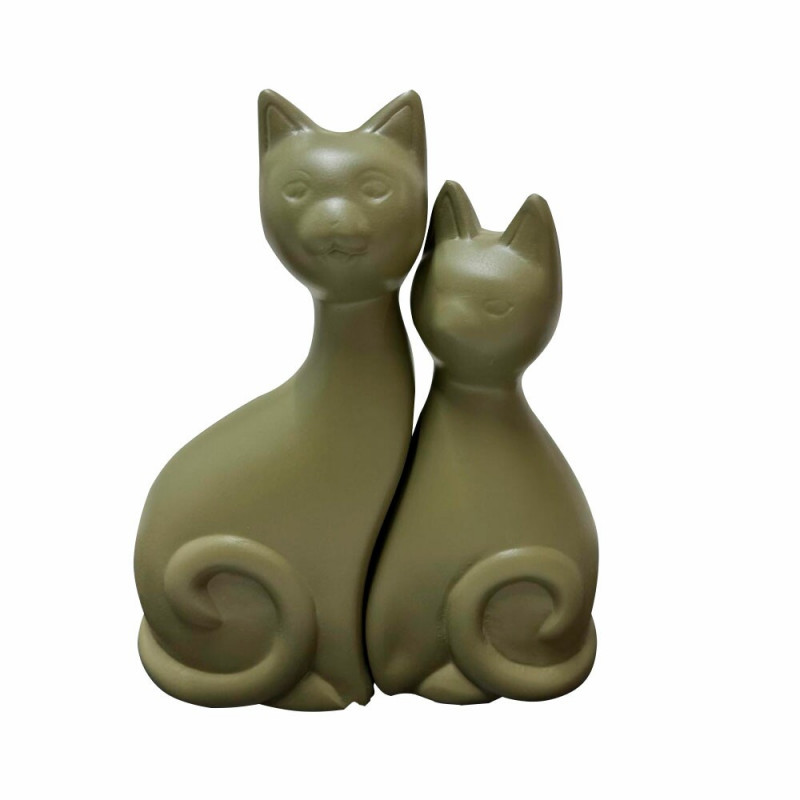CASAL DE GATO DA SORTE CERAMICA VERDE MUSGO CASAL DE GATO DA SORTE CERAMICA VERDE MUSGO