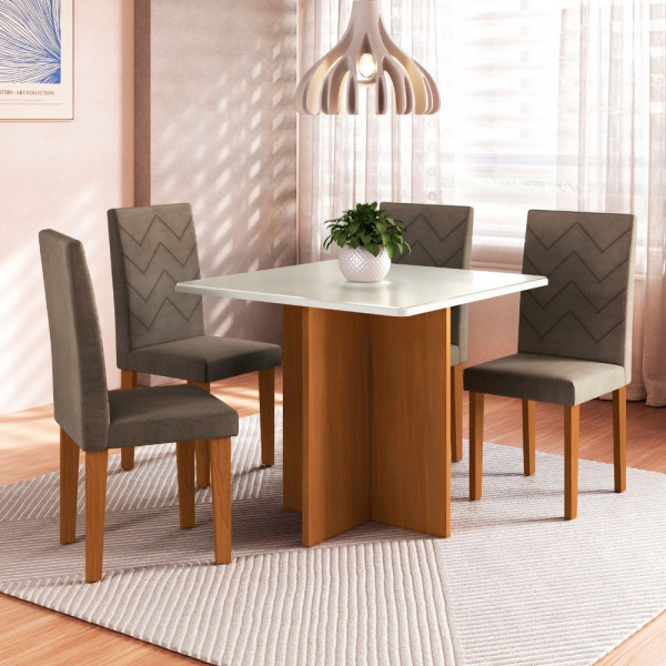 CJ MESA 4C INDEKES SANTIAGO 90X90 TAMPO VALDIVIA C/VDO CAD. AGATA FREIJO/OFF/CACAU CJ MESA 4C INDEKES SANTIAGO 90X90 TAMPO VALDIVIA C/VDO CAD. AGATA FREIJO/OFF/CACAU