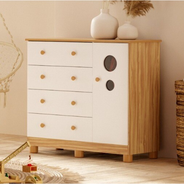 COMODA 4G 1P. ABRIR PEROBA DUDA PLUS AMENDOA/BRANCO BRILHO COMODA 4G 1P. ABRIR PEROBA DUDA PLUS AMENDOA/BRANCO BRILHO