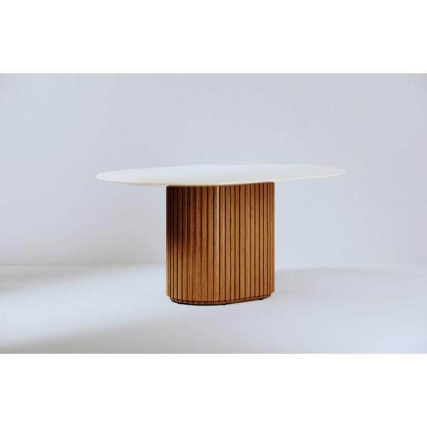 MESA IMCAL LIVING 1.6 C/VIDRO OVAL OFF WHITE/CINAMOMO MESA IMCAL LIVING 1.6 C/VIDRO OVAL OFF WHITE/CINAMOMO