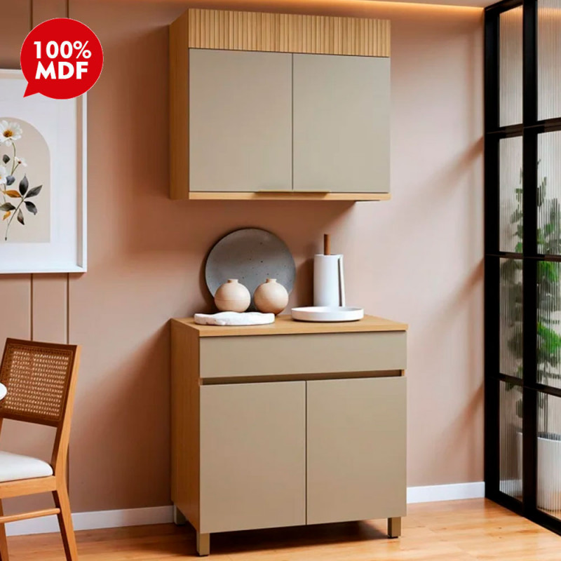 KIT 4P 1G NESHER REALEZA PREMIUM 80CM CARVALHO/GREIGE 501234 KIT 4P 1G NESHER REALEZA PREMIUM 80CM CARVALHO/GREIGE 501234