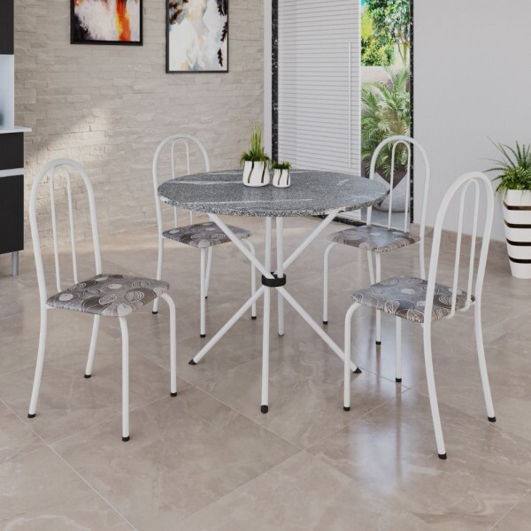 CJ MESA SOMA 4C ANE B 75CM REDONDA GRANITO TOPAZIO PARAOPEBA BRANCO