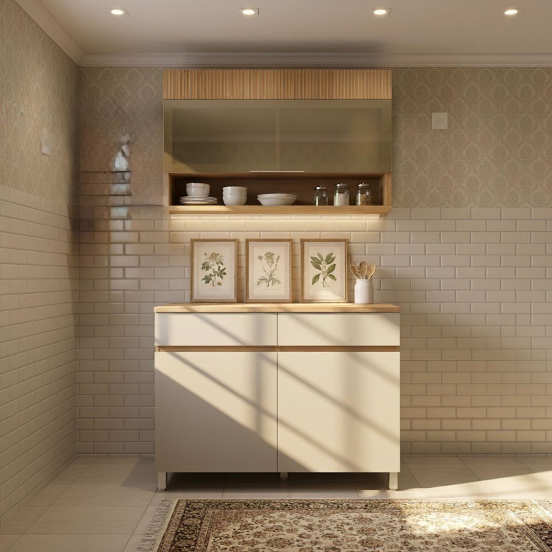 KIT 2P 1P C/VD 2G NESHER REALEZA PREMIUM 120CM CARVALHO/GREIGE 501232 KIT 2P 1P C/VD 2G NESHER REALEZA PREMIUM 120CM CARVALHO/GREIGE 501232