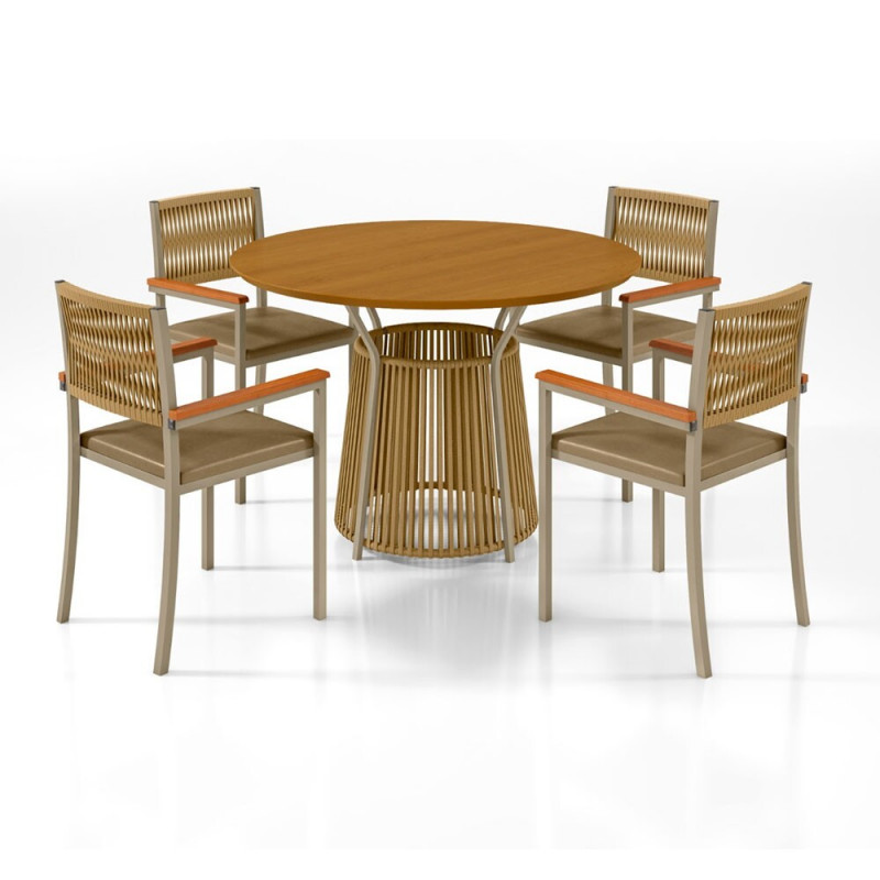 CJ MESA 4C PAONANDA ROMA REDONDA 120X80 CAD. VIENA C/CORDA CINAMOMO/DOURADO CJ MESA 4C PAONANDA ROMA REDONDA 120X80 CAD. VIENA C/CORDA CINAMOMO/DOURADO