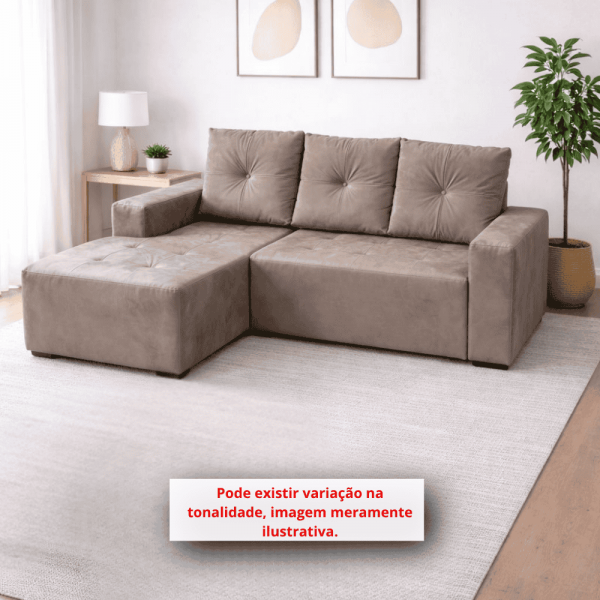 ESTOFADO RG FLEX 3 LUGARES DUBAI C/CHAISE BEGE