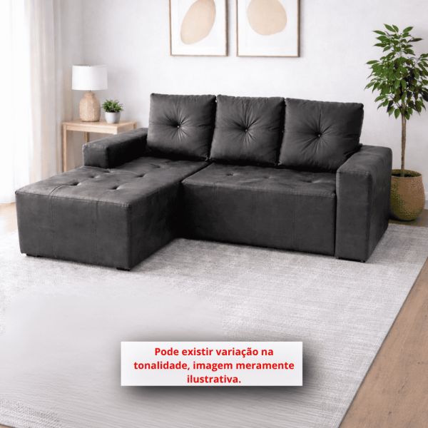 ESTOFADO RG FLEX 3 LUGARES DUBAI C/CHAISE CINZA